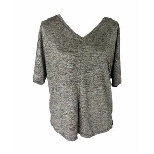 Anthropologie Women’s Shirt Grey Radiant Shimmer V-neck Half Sleeve Size XS